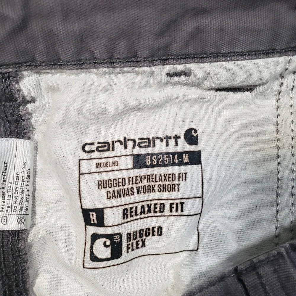 Carhartt Canvas Work Shorts Mens 40 Gray Rugged Flex Relaxed Fit BS2514-M